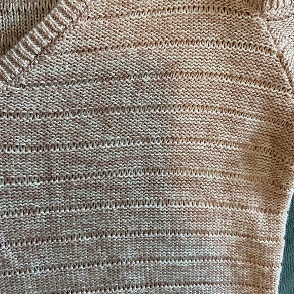 White House Black Market women’s M cold shoulder beige with gold sweater - Picture 3 of 6